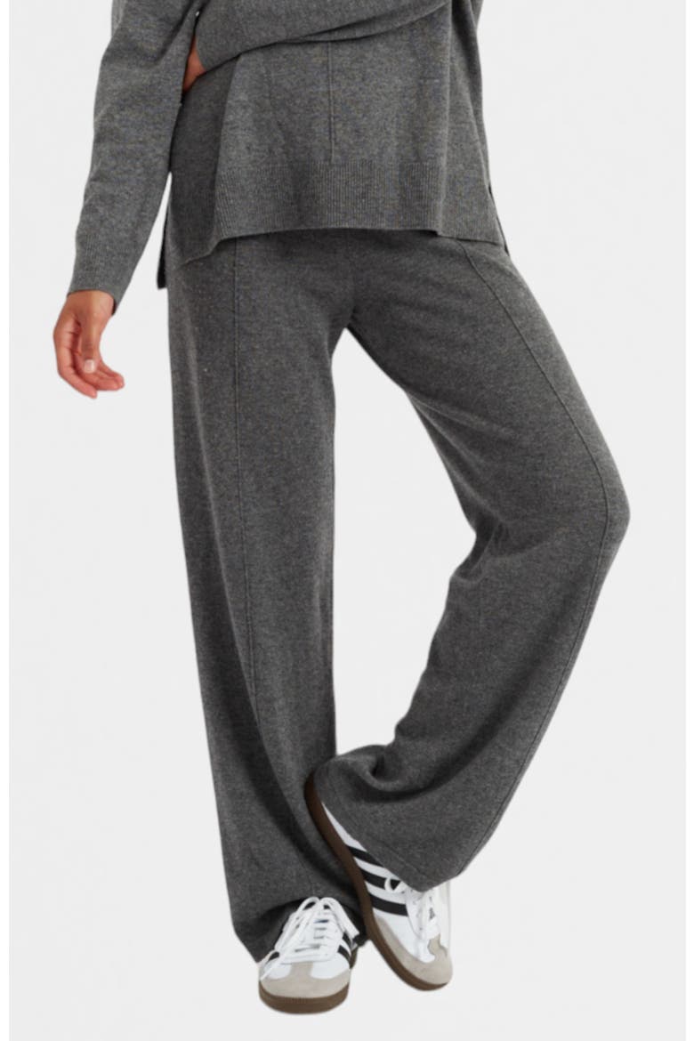Wool Cashmere Wide Leg Track Pants, Main, color, Grey