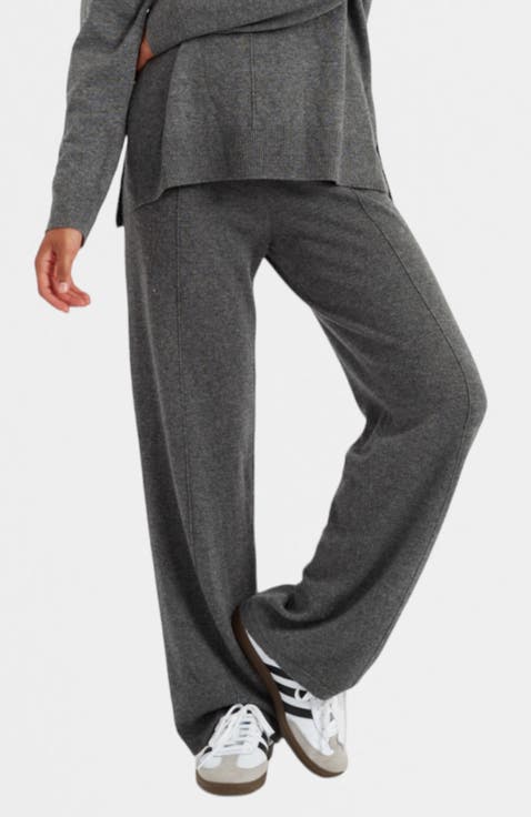 Wool Cashmere Wide Leg Track Pants
