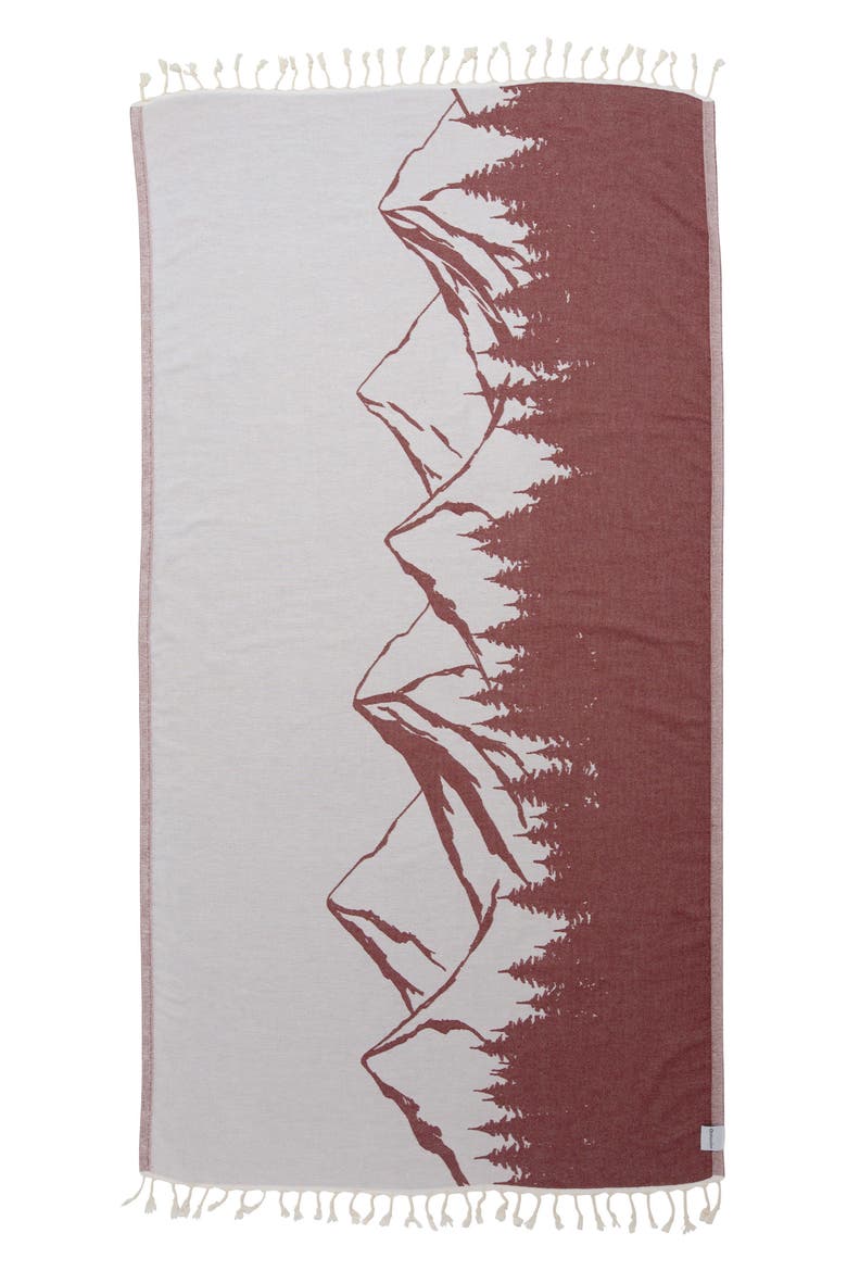 Mountain 100% Cotton Reversible Turkish Towel, Main, color, Burgundy