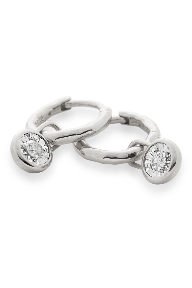 Diamond Essential Huggie Earrings, Main, color, SILVER