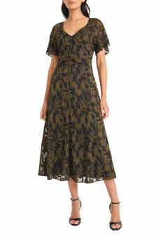 Maggy London Ruched Flutter Sleeve Dress