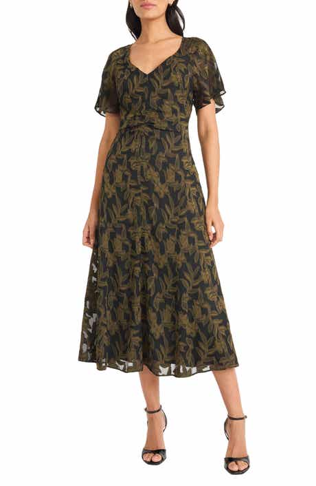 Maggy London Ruched Flutter Sleeve Dress