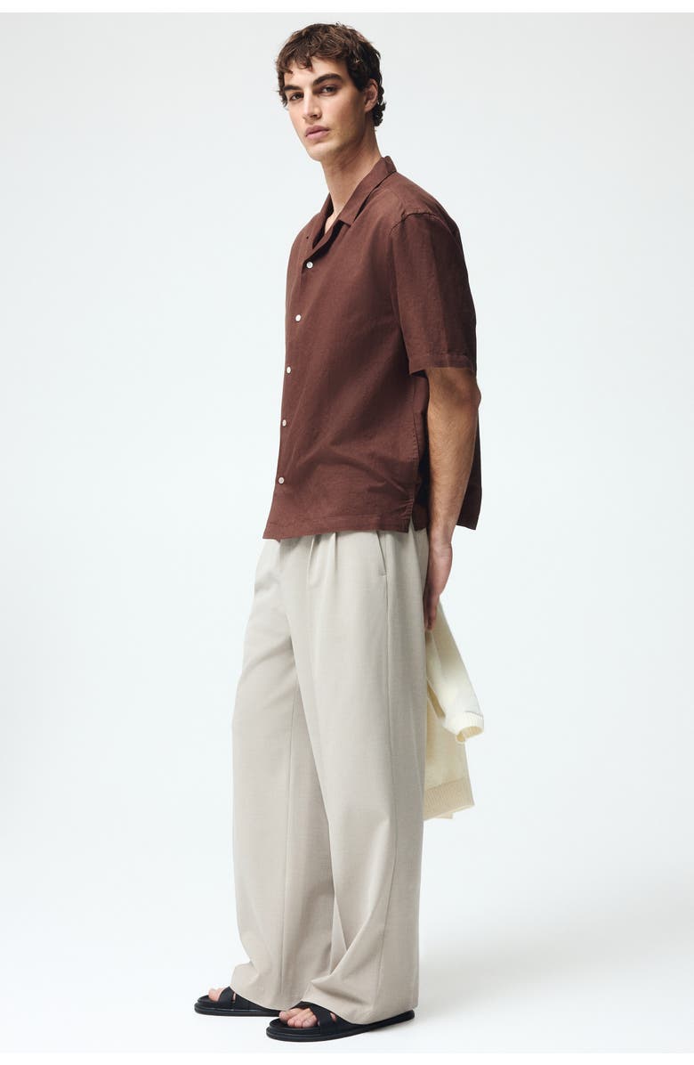 H&M Relaxed-fit linen-blend resort shirt, Alternate, color, Brown