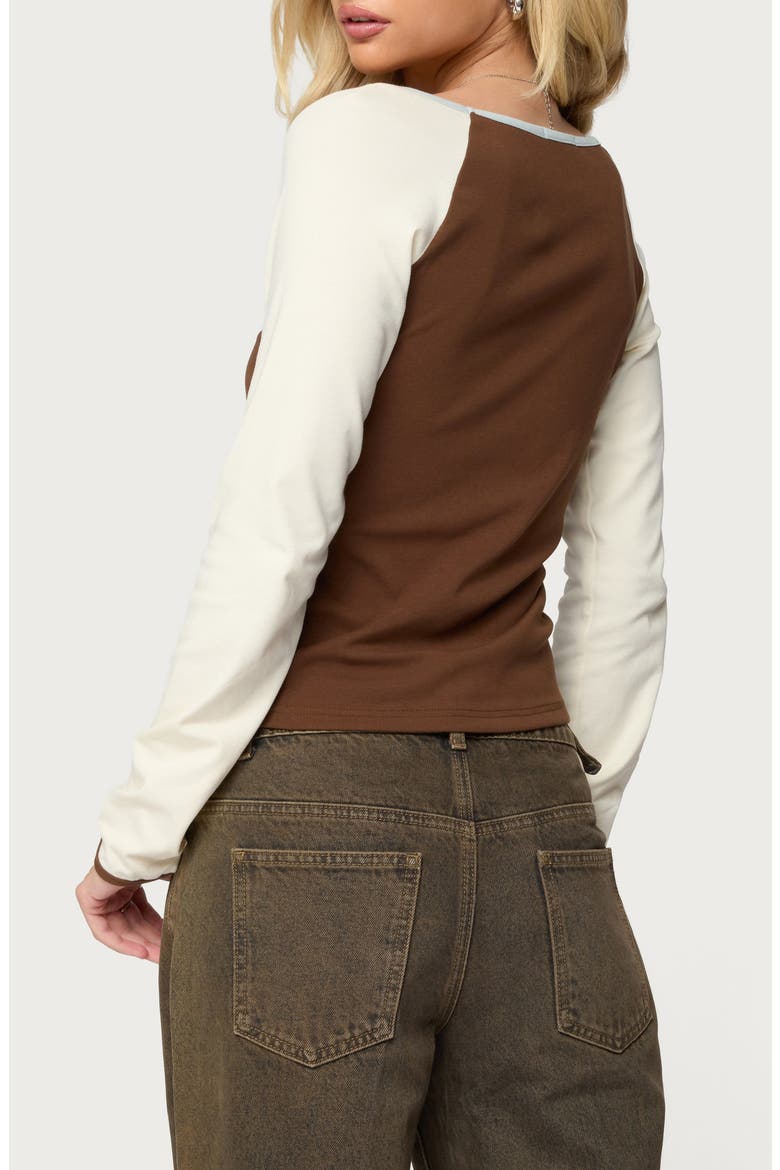 Ronie Contrast Raglan Sleeve Stretch Cotton T-Shirt, Alternate, color, BROWN