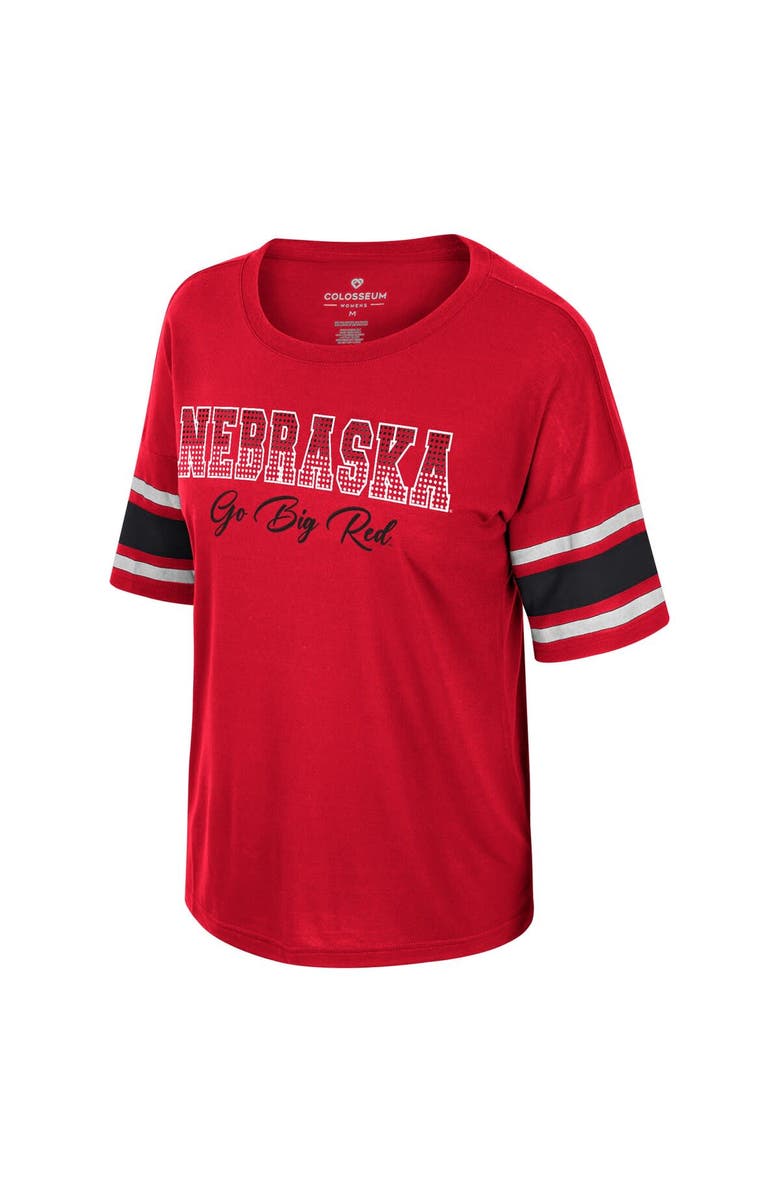 COLOSSEUM Women's Colosseum Scarlet Nebraska Huskers I'm Gliding Here Rhinestone T-Shirt, Alternate, color, 