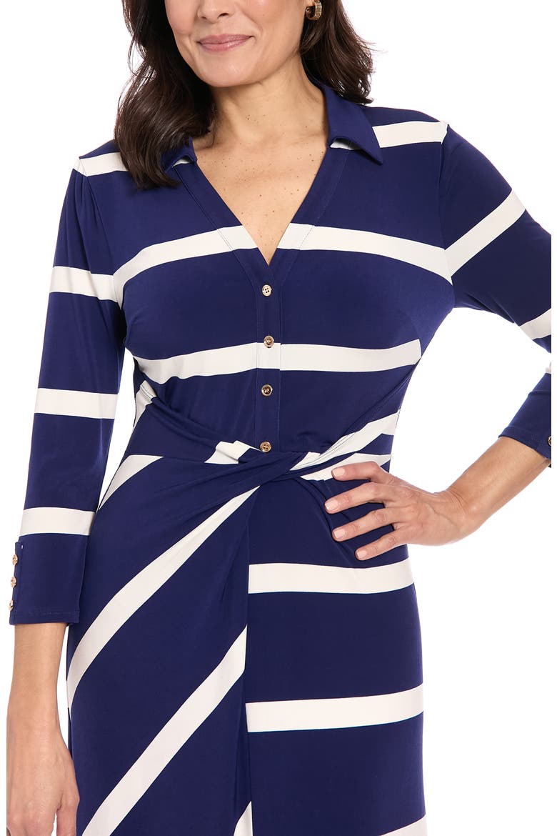Stripe Three-Quarter Sleeve Shirtdress, Alternate, color, NAVY/ IVORY