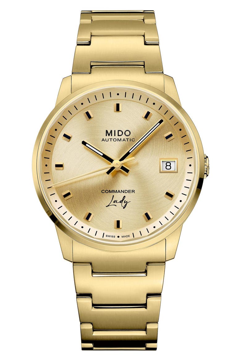 Commander Lady Automatic Bracelet Watch, 35mm, Main, color, CHAMPAGNE / GOLDEN