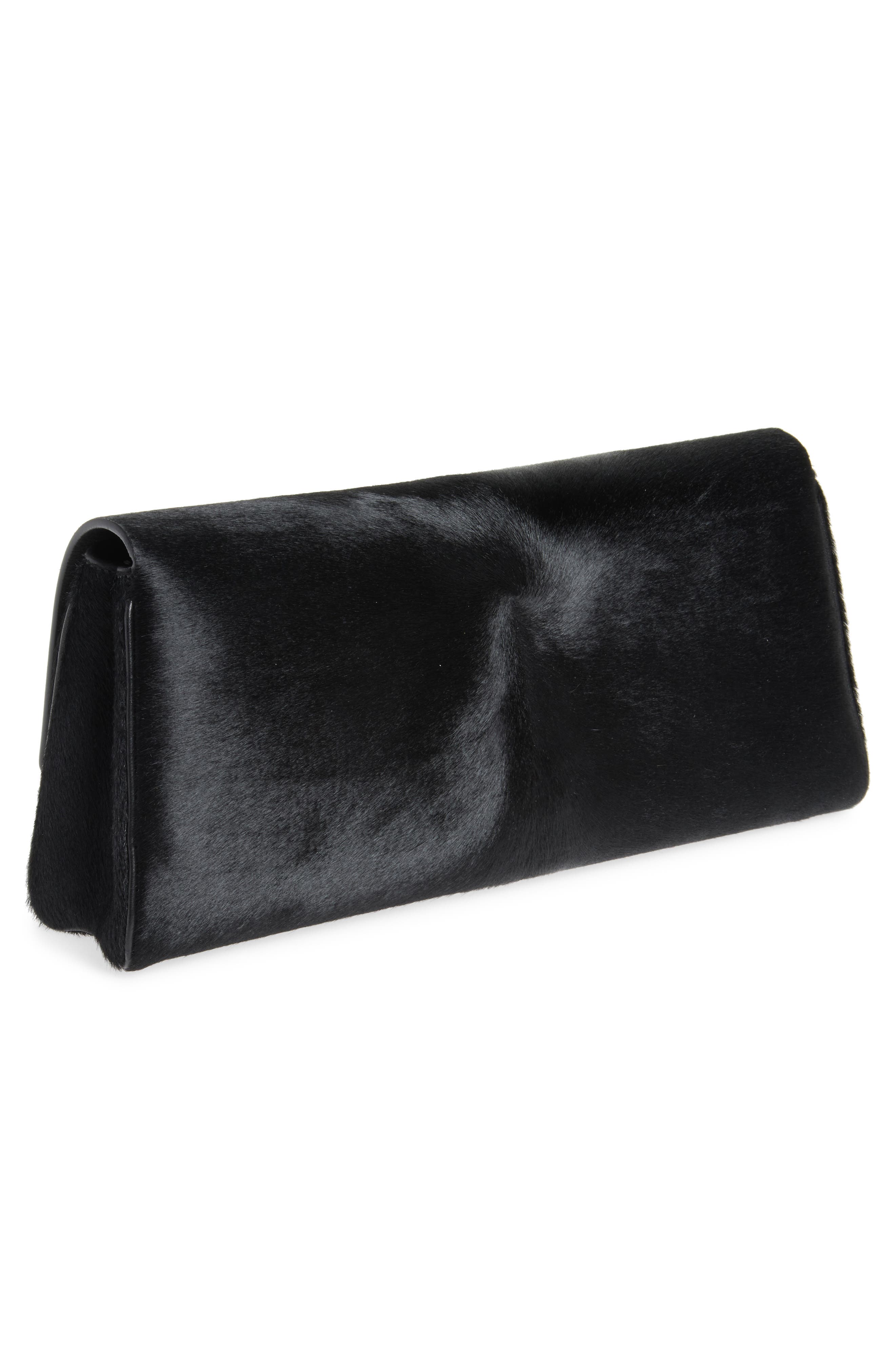 Audrey Calf Hair Clutch, Alternate, color, BLACK
