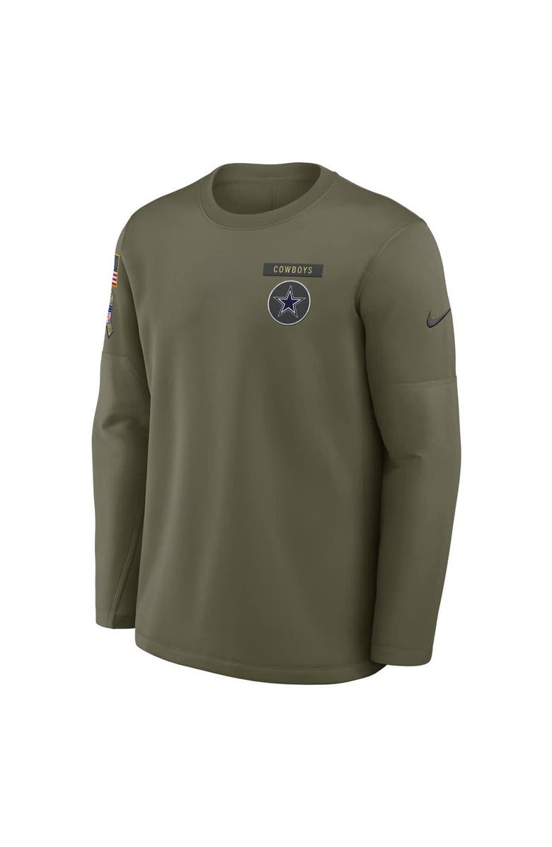 Nike Men's Nike Olive Dallas Cowboys 2025 Salute to Service Sideline Coaches Therma-FIT Long Sleeve Shirt, Alternate, color, Olive