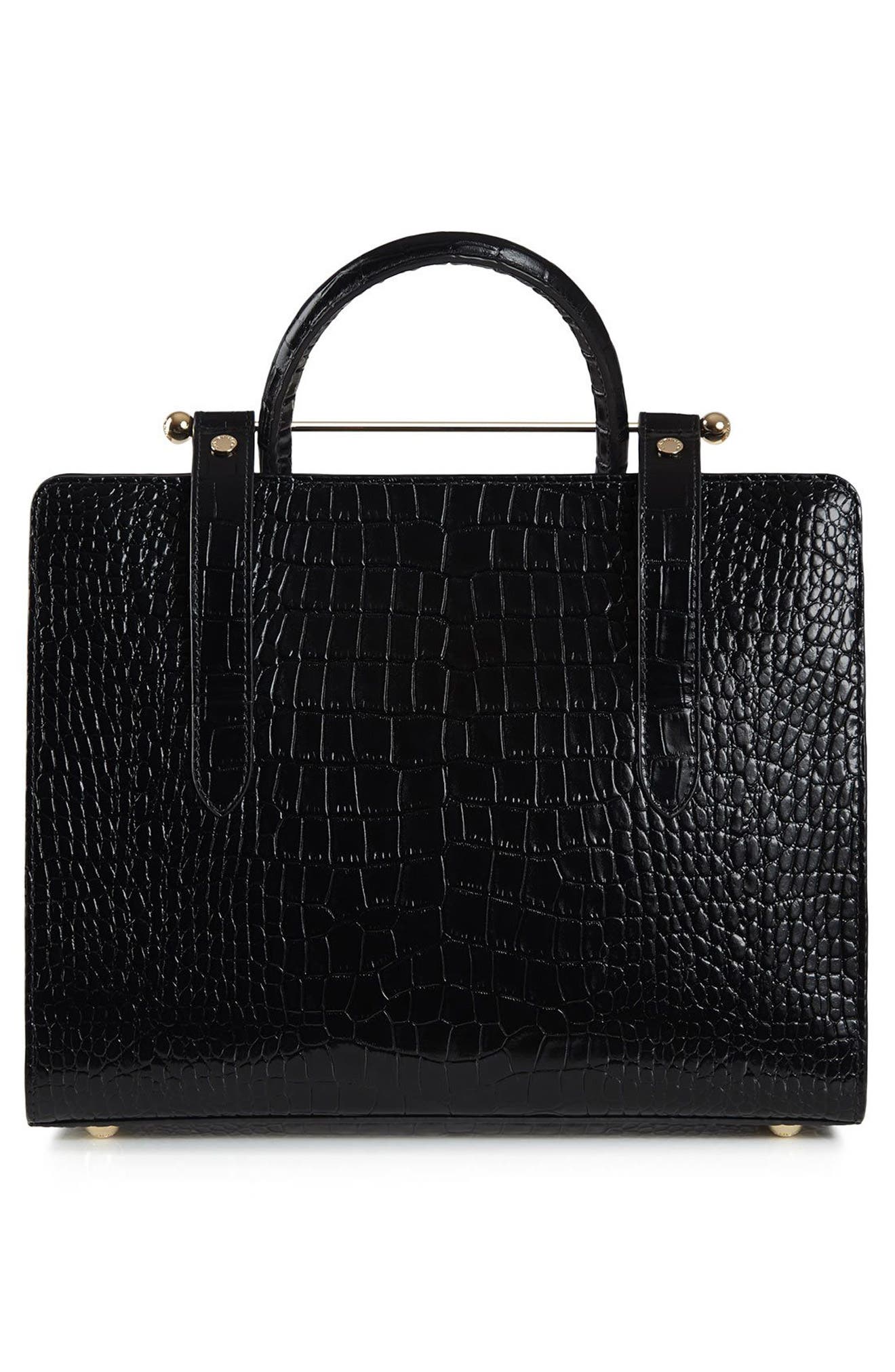 Strathberry Midi Croc Embossed Leather Tote, Alternate, color, 