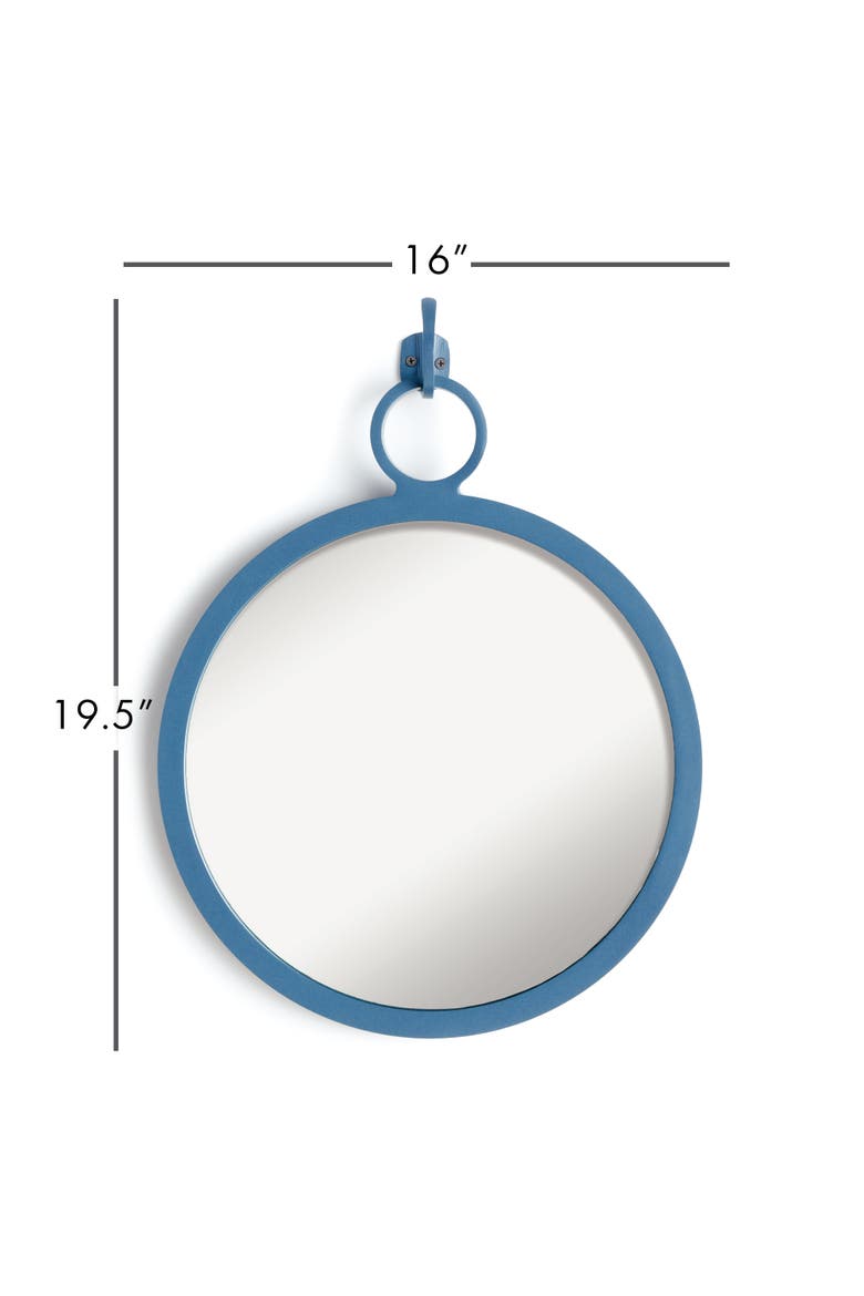 Eliana Blue Framed Round Decorative Wall Mirror, Alternate, color, Blue