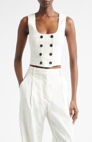 A.L.C. Darcy Pinstripe Linen Blend Crop Vest