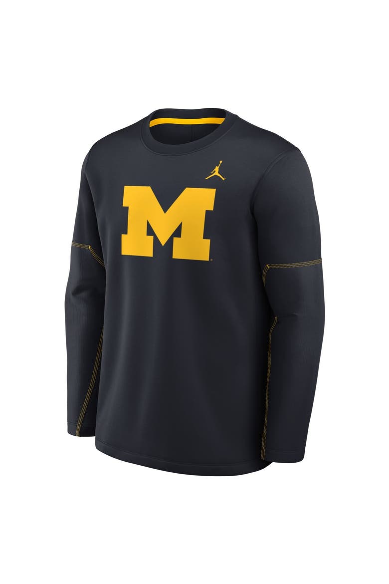 Men's Jordan Brand Navy Michigan Wolverines 2026 Sideline Coaches Therma-FIT Long Sleeve Top, Alternate, color, Navy