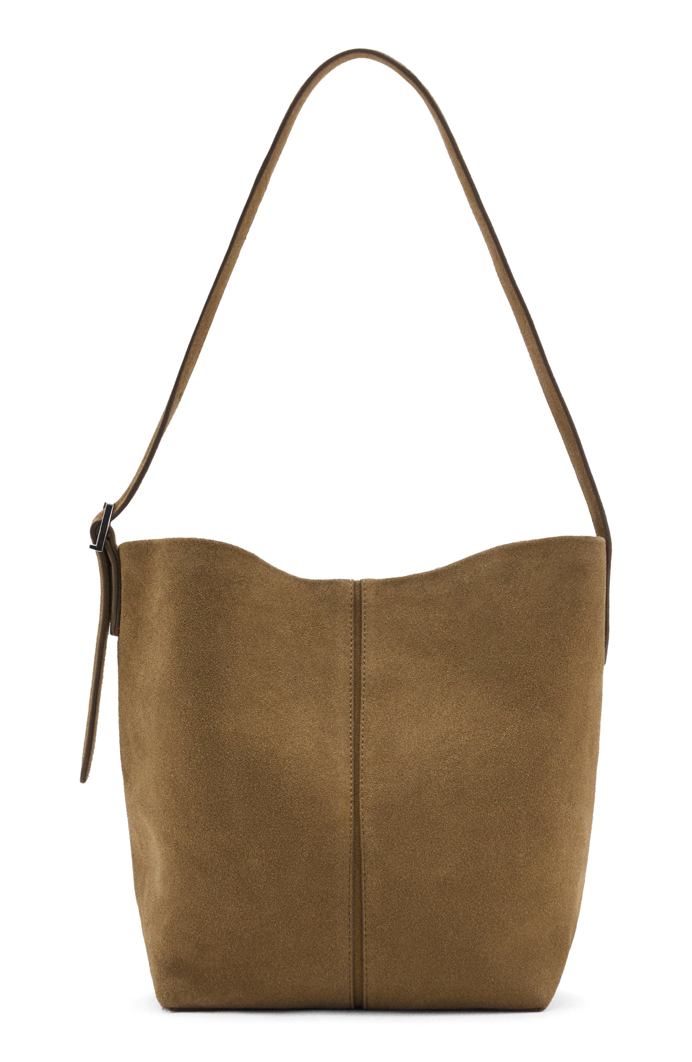 MANGO Leather Bucket Bag, Main, color, Tobacco Brown