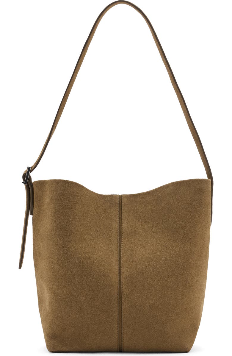 MANGO Leather Bucket Bag, Main, color, Tobacco Brown