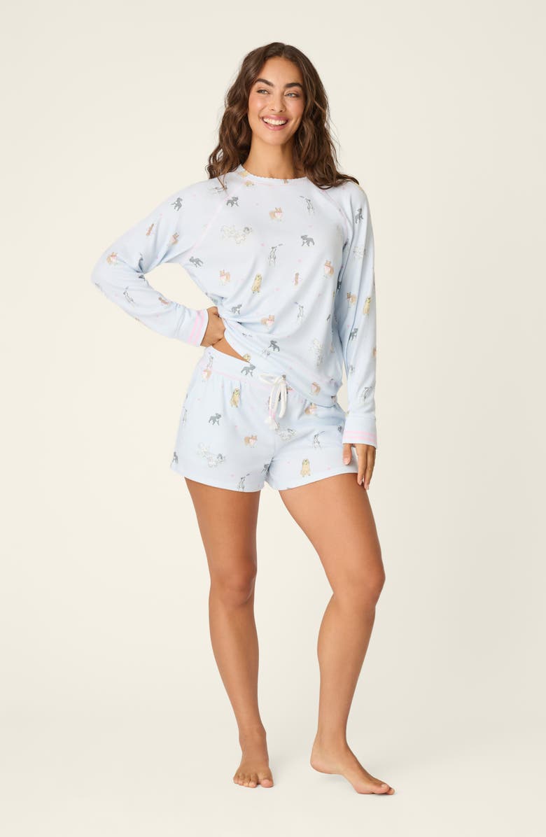 PJ Salvage Bark Park Jersey Pajama Top, Alternate, color, Blue Ice