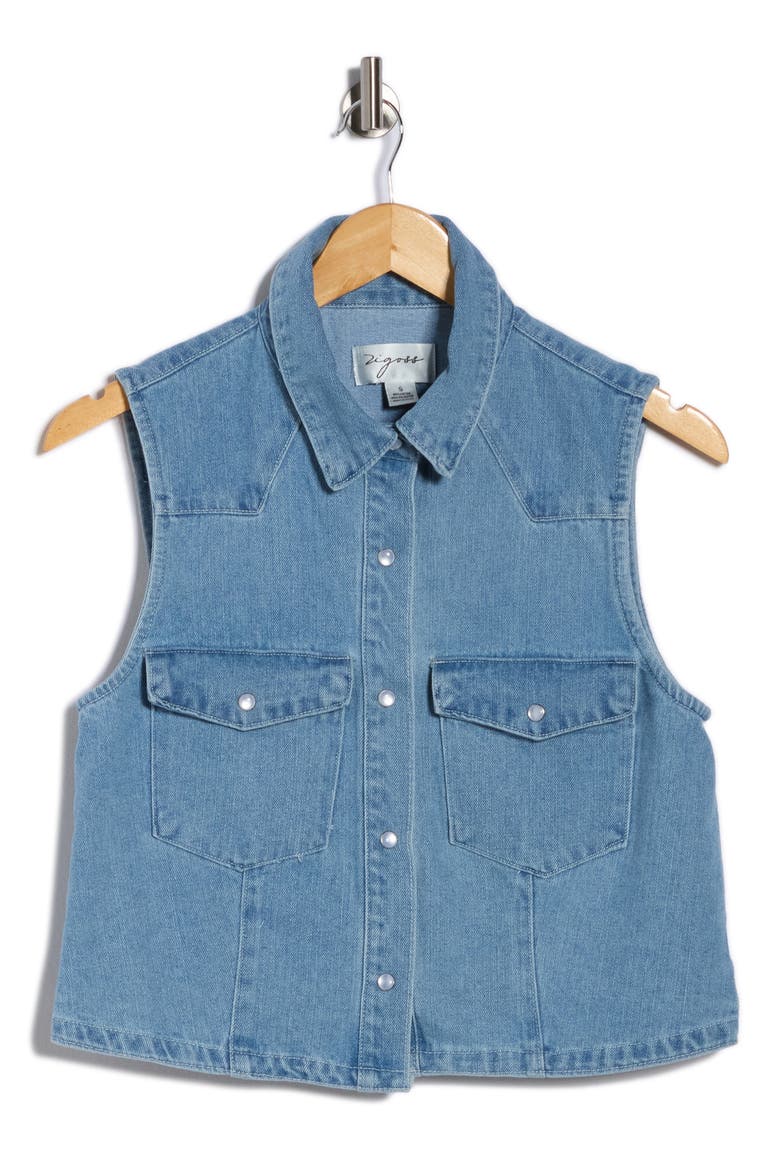 Sleeveless Denim Shirt, Alternate, color, LIGHT WASH