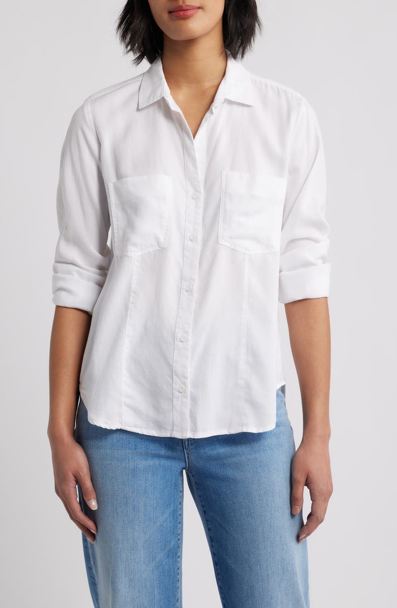 Cloth
Stone Seamed Button-Up Shirt, Main, color, White