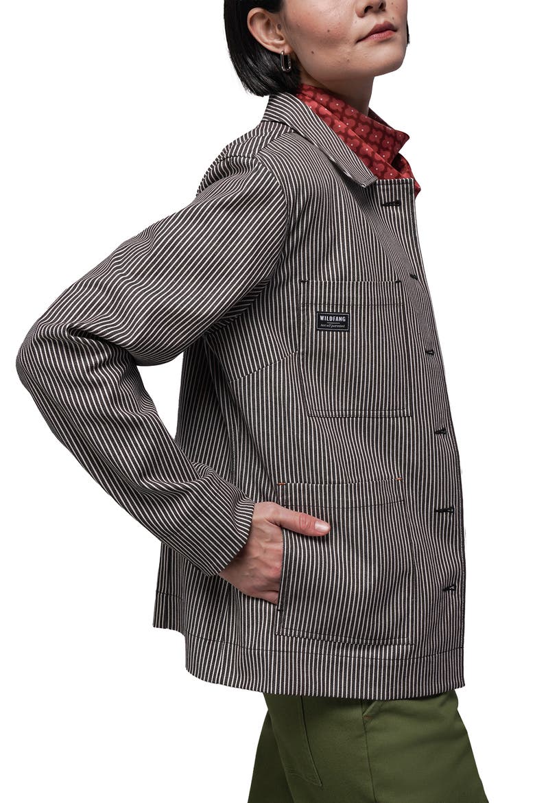 The Essential Railroad Stripe Utility Jacket, Alternate, color, Mocha/White