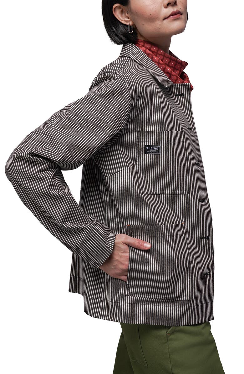 WILDFANG The Essential Railroad Stripe Utility Jacket, Alternate, color, Mocha/White