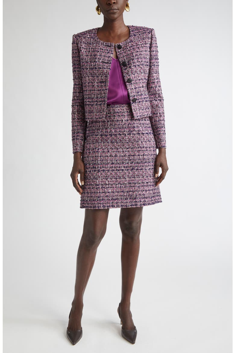 Lurex Tape Tweed Skirt, Main, color, ROSE QUARTZ/ BOYSENBERRY MULTI