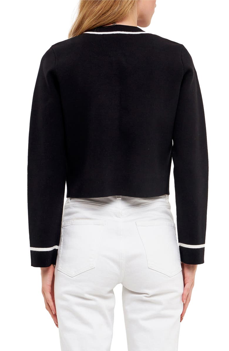 English Factory Contrast Detail Cardigan, Alternate, color,