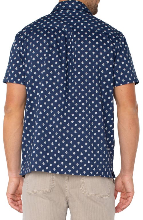 Liverpool Los Angeles Floral Print Short Sleeve Button-up Shirt In Navy Multi