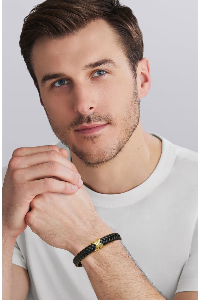 Men's Anthem Leather X Bracelet, Alternate, color, SILVER