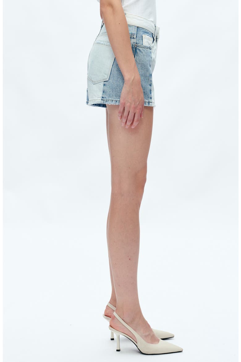 Elsa Patchwork Cut Off Denim Shorts, Alternate, color, LIGHT BLUE