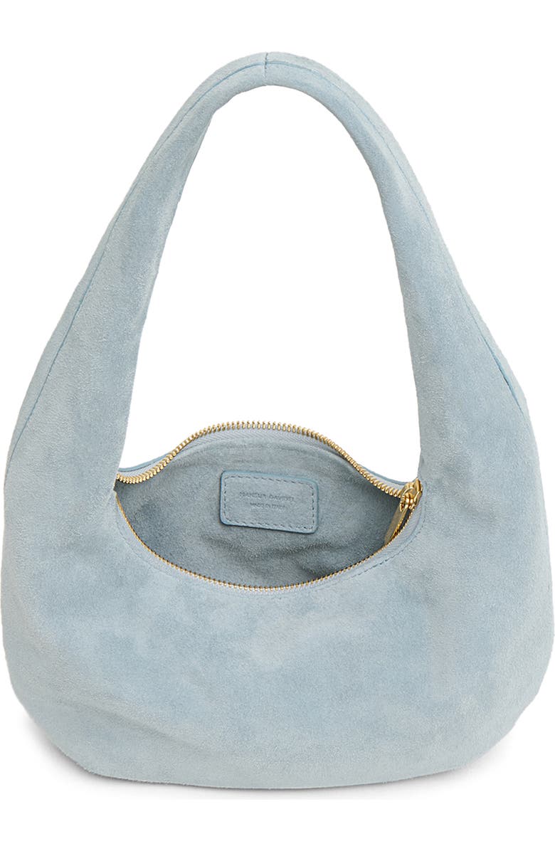 Mansur Gavriel Mini Gnocchi Suede Hobo Bag, Alternate, color, Baby Blue