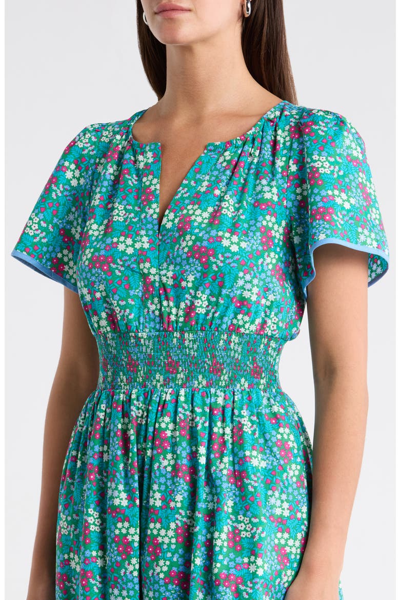 Punta Alta Ordy Smocked Midi Dress, Alternate, color, GREEN-BLUES