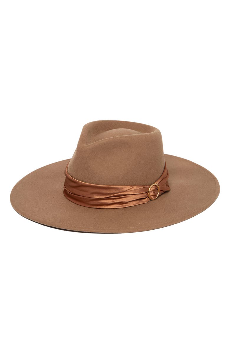 San Diego Hat Satin Ribbon Fedora, Main, color, Camel