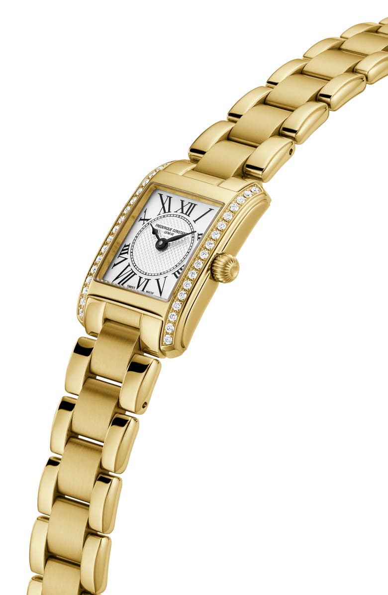 FREDERIQUE CONSTANT FC Classics Carrée Rectangular Diamond Bracelet Watch, 23mm x 21mm, Alternate, color, Gold-Tone