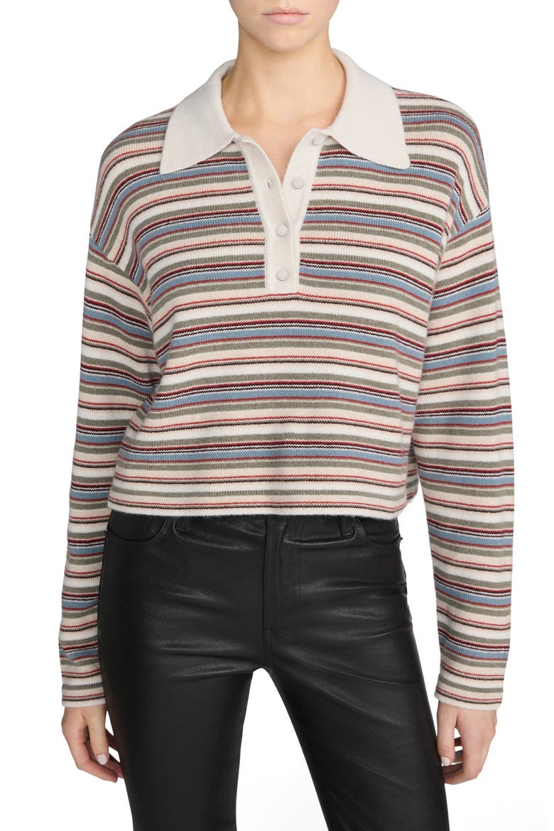 The Quad Stripe Polo Sweater, Main, color, SKY BLUE MULTI STRIPE