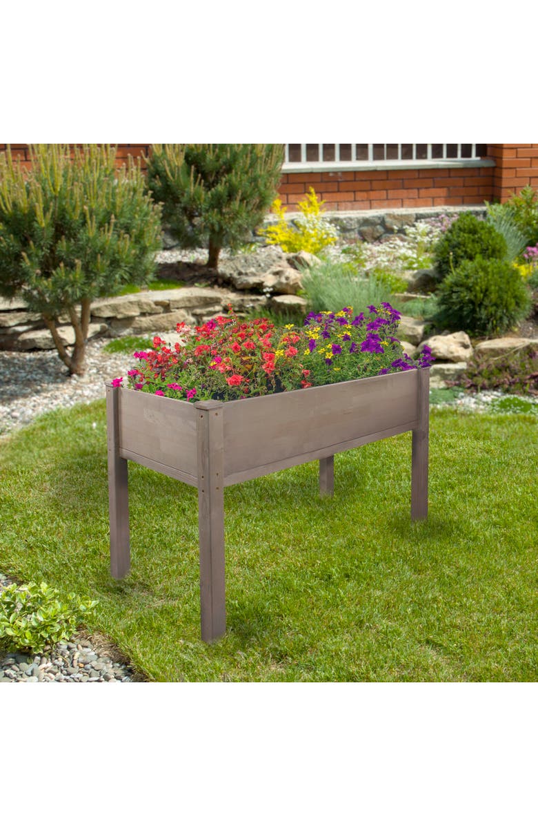 Northlight 4ft Brown Wood Raised Garden Bed Planter Box with Liner, Alternate, color, Brown