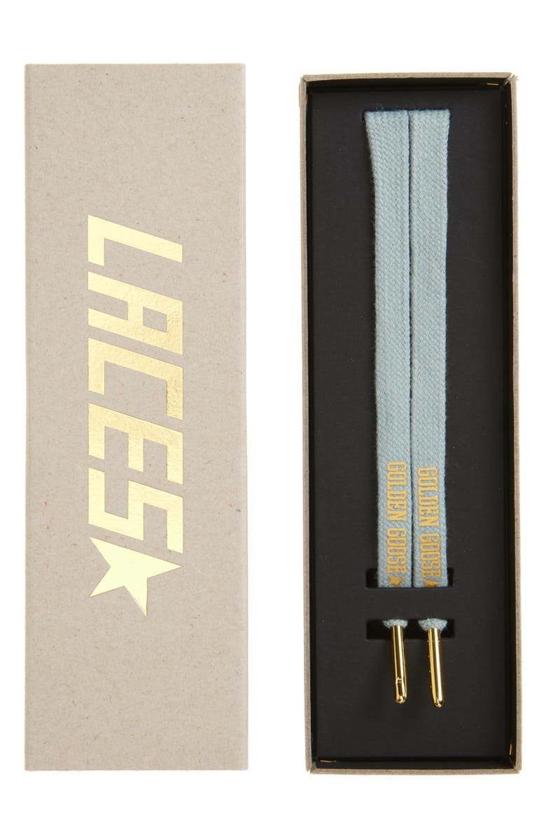 Golden Goose Logo Shoelaces, Main, color, Azzurro