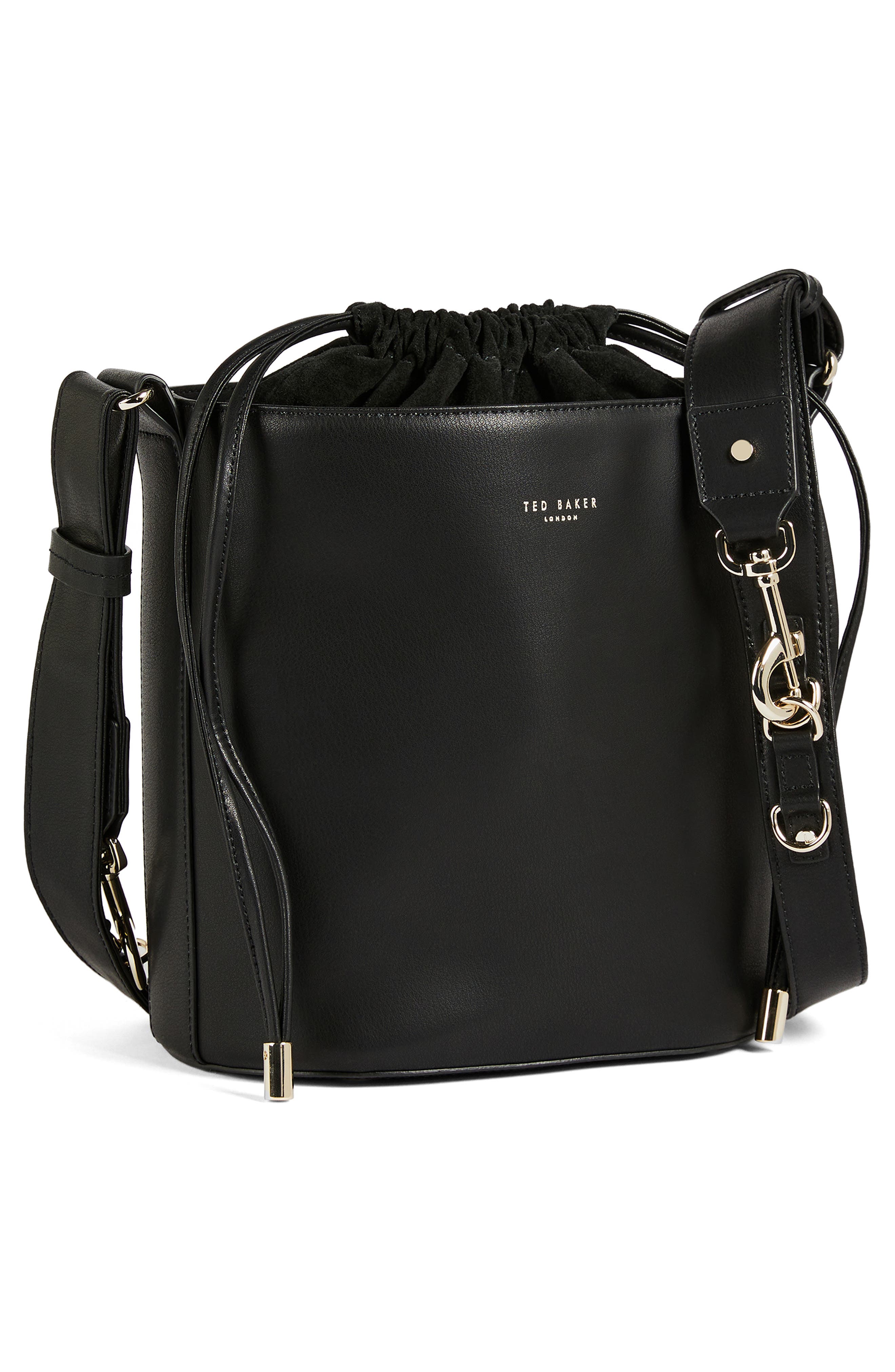 Ted Baker London Equesa Equestrian Bucklet Leather Bucket Bag, Alternate, color, 