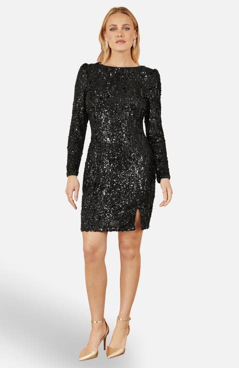 Sequin Long Sleeve Fitted Dress