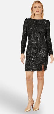 Yumi Sequin Long Sleeve Fitted Dress