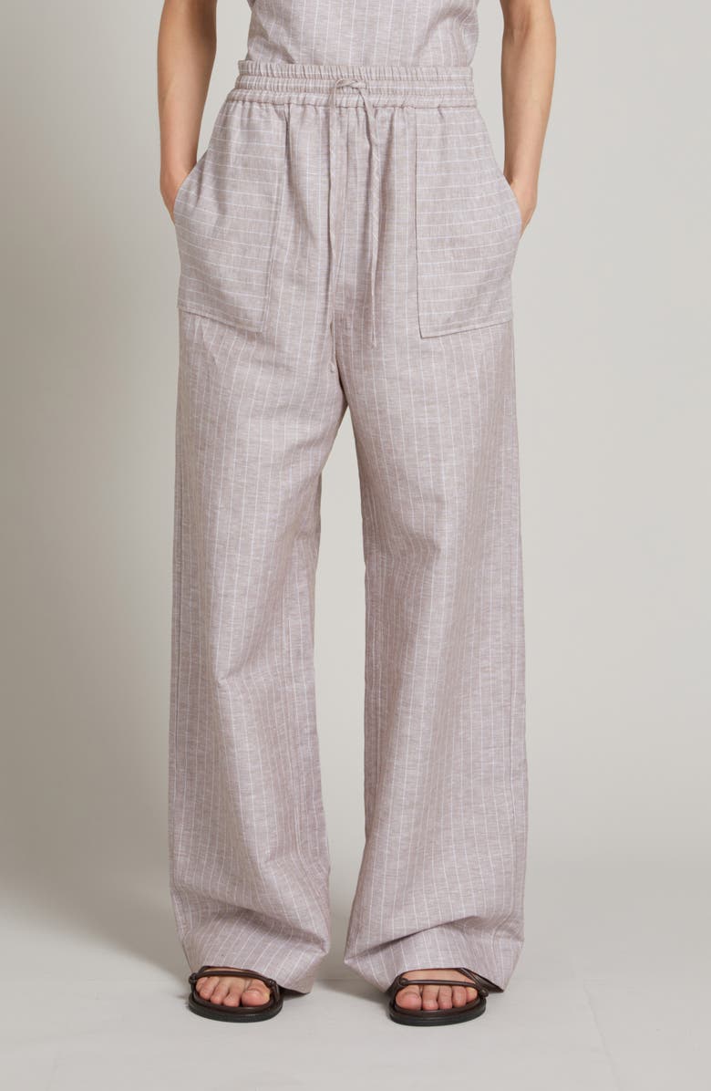 MM by Max Mara Fauna Linen Blend Wide Leg Pants, Main, color, Hazelnut Brown