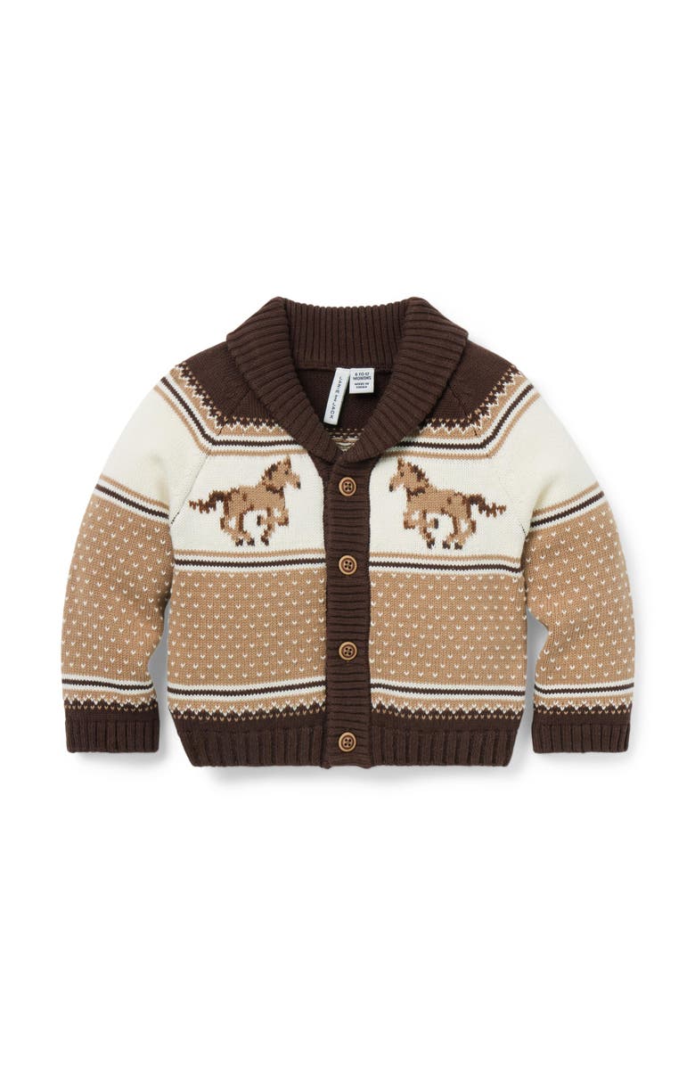 Janie and Jack The Little Equestrian Baby Cardigan, Main, color, Brown