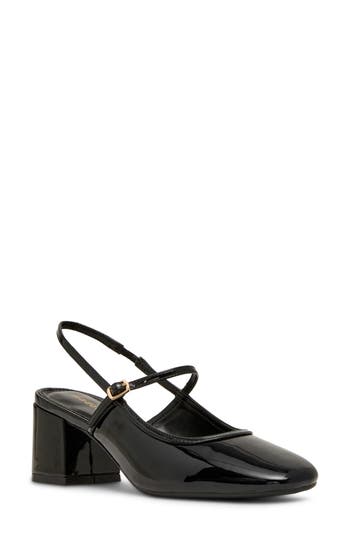 Madden Girl Eastt Faux Leather Slingback Pump In Black Patent