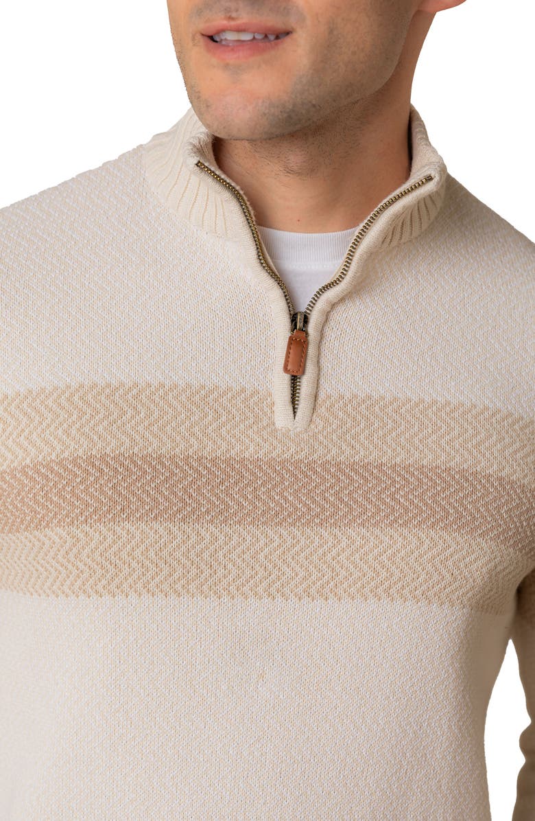 Hope & Henry Organic Half Zip Pullover Sweater, Alternate, color, Natural Chevron Chest Stripe