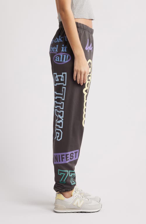 The Mayfair Group Affirmations Fleece French Terry Joggers In Charcoal