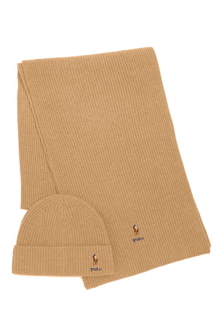 Pony Merino Wool Hat & Scarf Set, Alternate, color, CLASSIC CAMEL