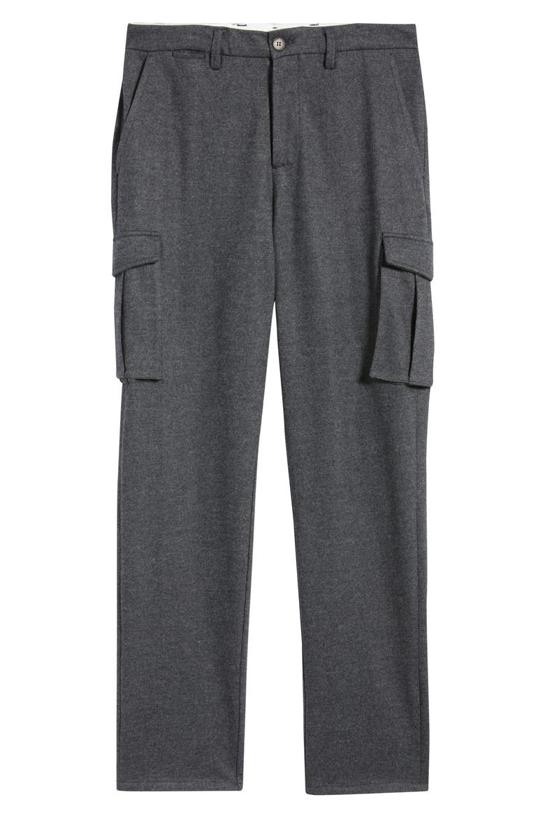 Brushed Knit Flat Front Cargo Pants, Alternate, color, BLACK MELANGE