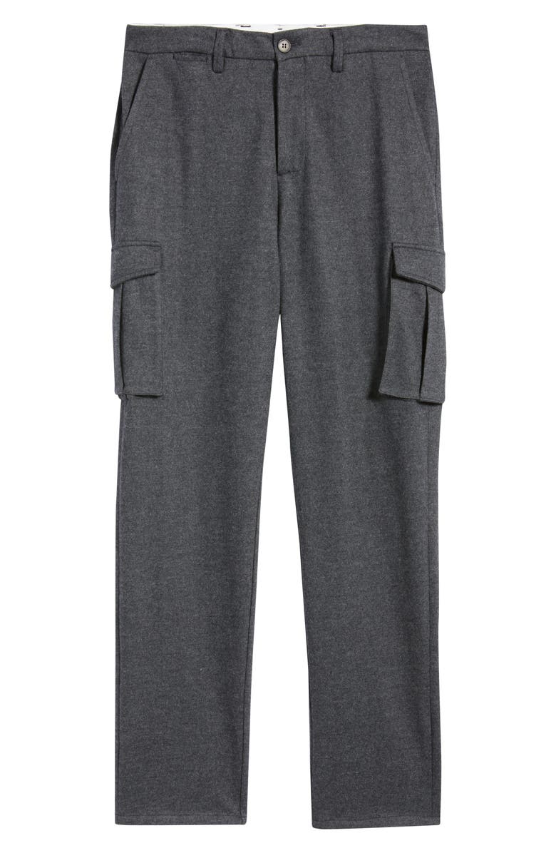 Bugatchi Brushed Knit Flat Front Cargo Pants, Alternate, color, Black Melange