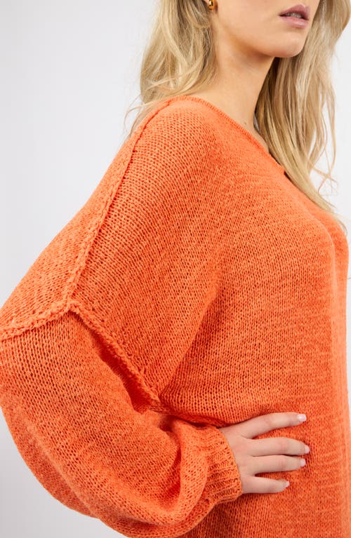 Viens Avec Moi Lightweight Relaxed Fit Sweater In Orange