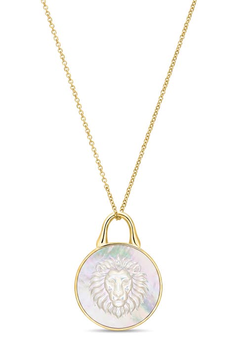 TreasureLock Lion 14K Gold & Mother-of-Pearl Pendant Necklace