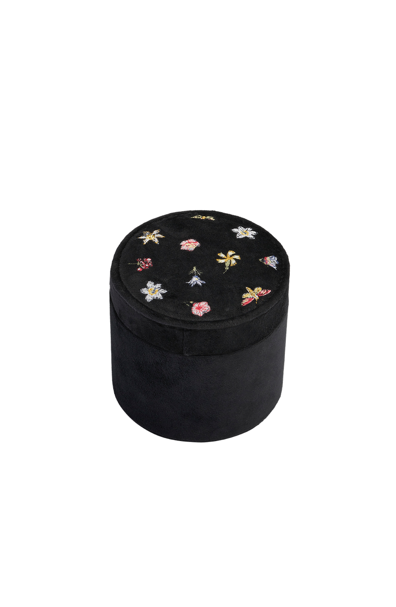 Fable England Floral Ditsy Embroidered Black Velvet Jewellery Box, Main, color, Black